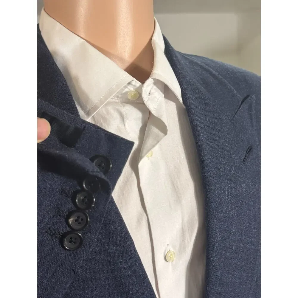 Tom Ford Blue Hopsack Wool Silk Peak Lapel Suit 48R 38R 32x28 Trousers Windsor